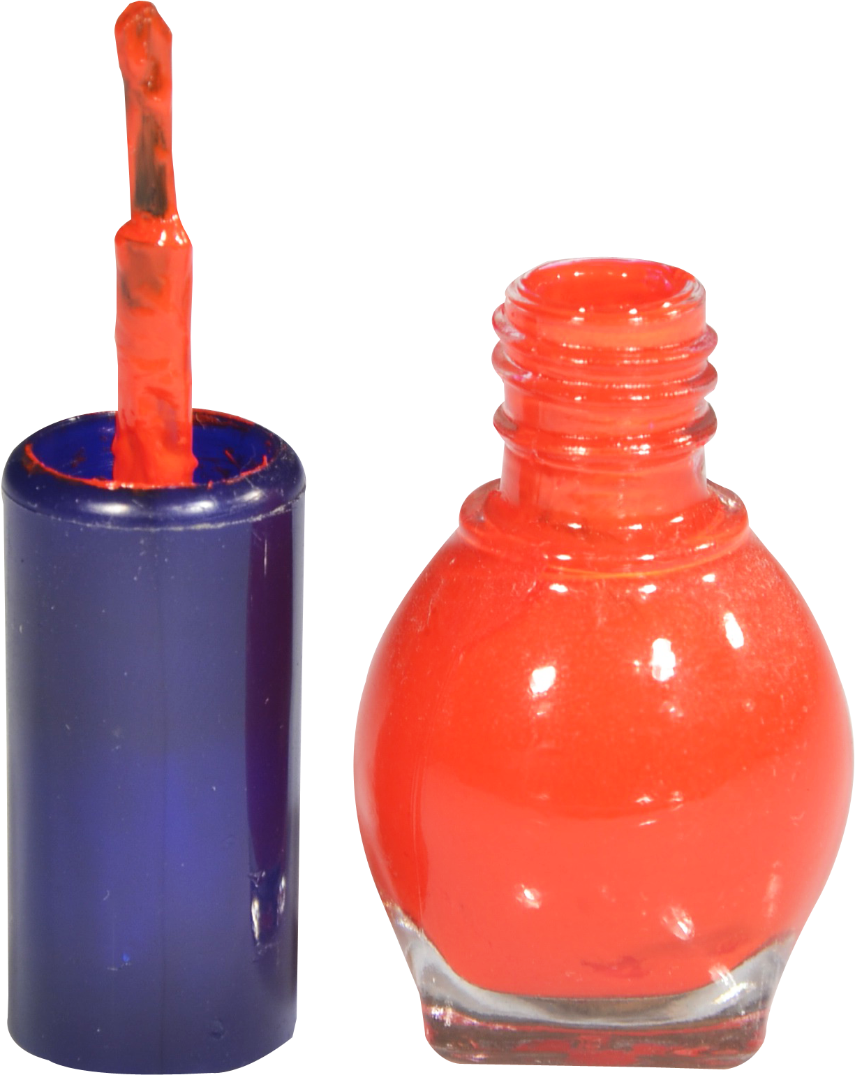 Open Orange Nail Polish Bottle PNG