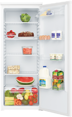 Open Single Door Refrigerator Fullof Food Items PNG