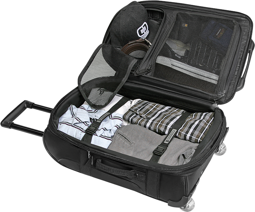 Open Travel Suitcasewith Clothesand Accessories PNG