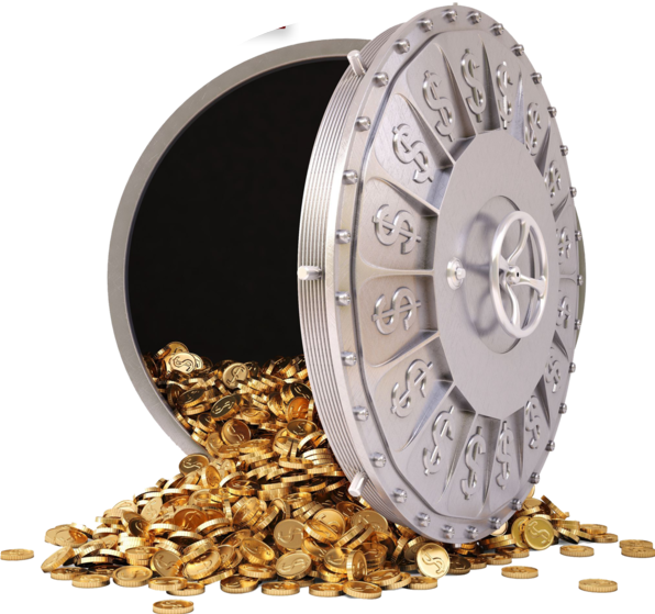 Open Vault With Gold Coins Spill PNG