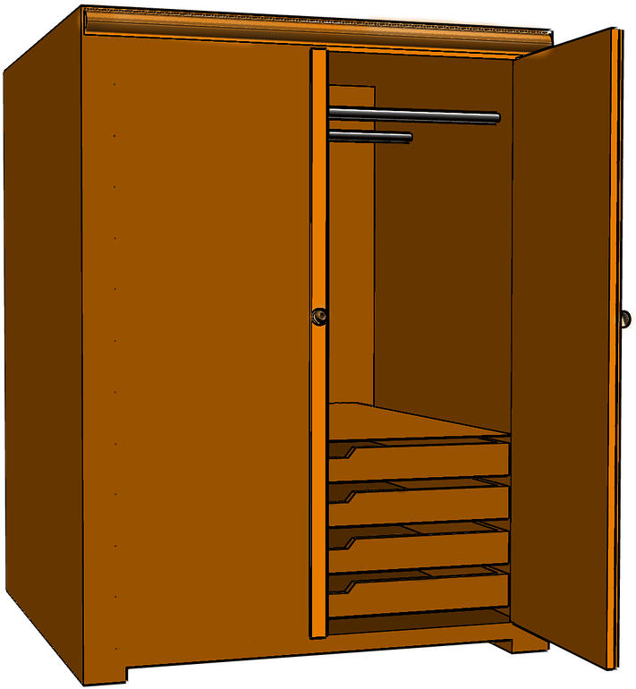 Open Wooden Closet Design PNG