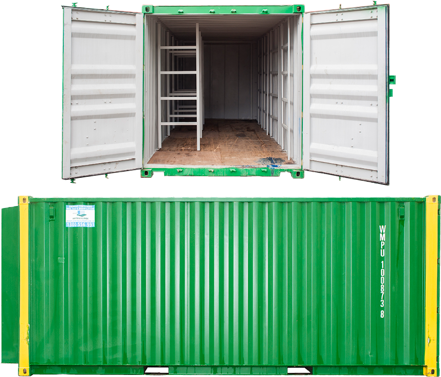 Openand Closed Shipping Containers PNG