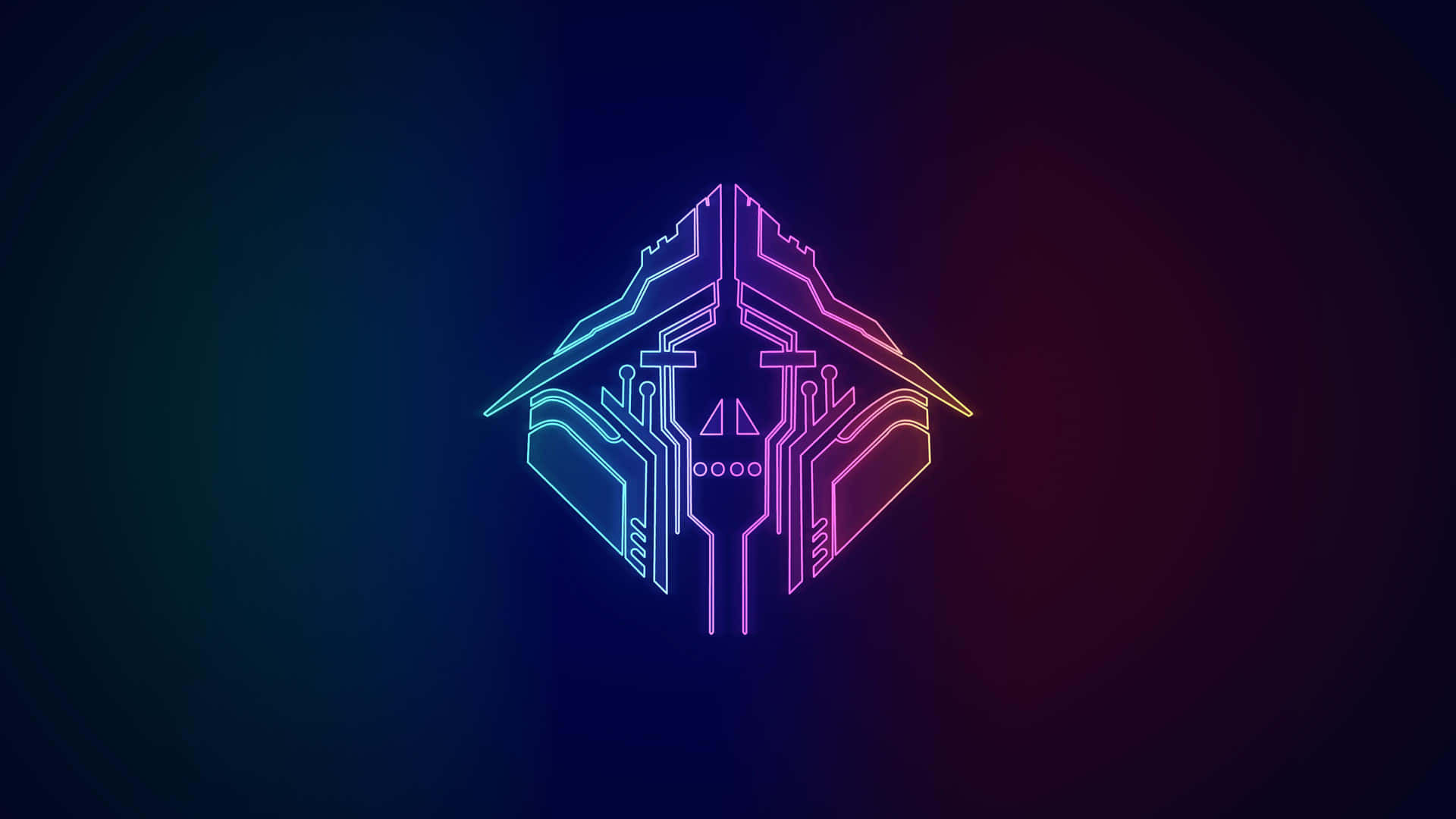 A Neon Colored Logo With A Sword In The Middle Wallpaper