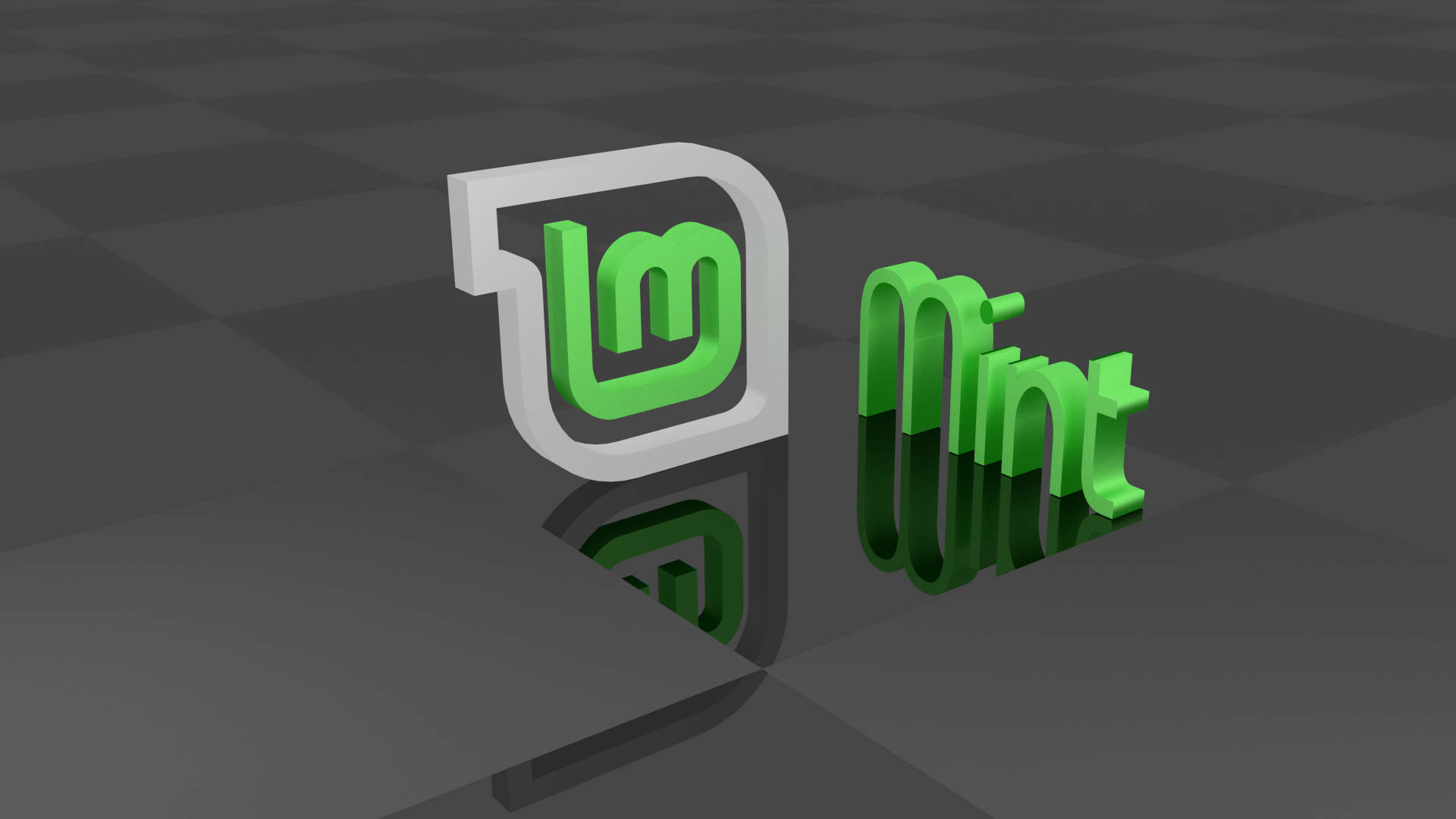 Operating System Linux Mint 3d Logo On Tiles Wallpaper
