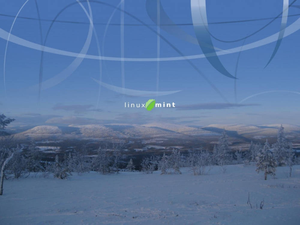 Operating System Linux Mint Logo On Winter Wallpaper