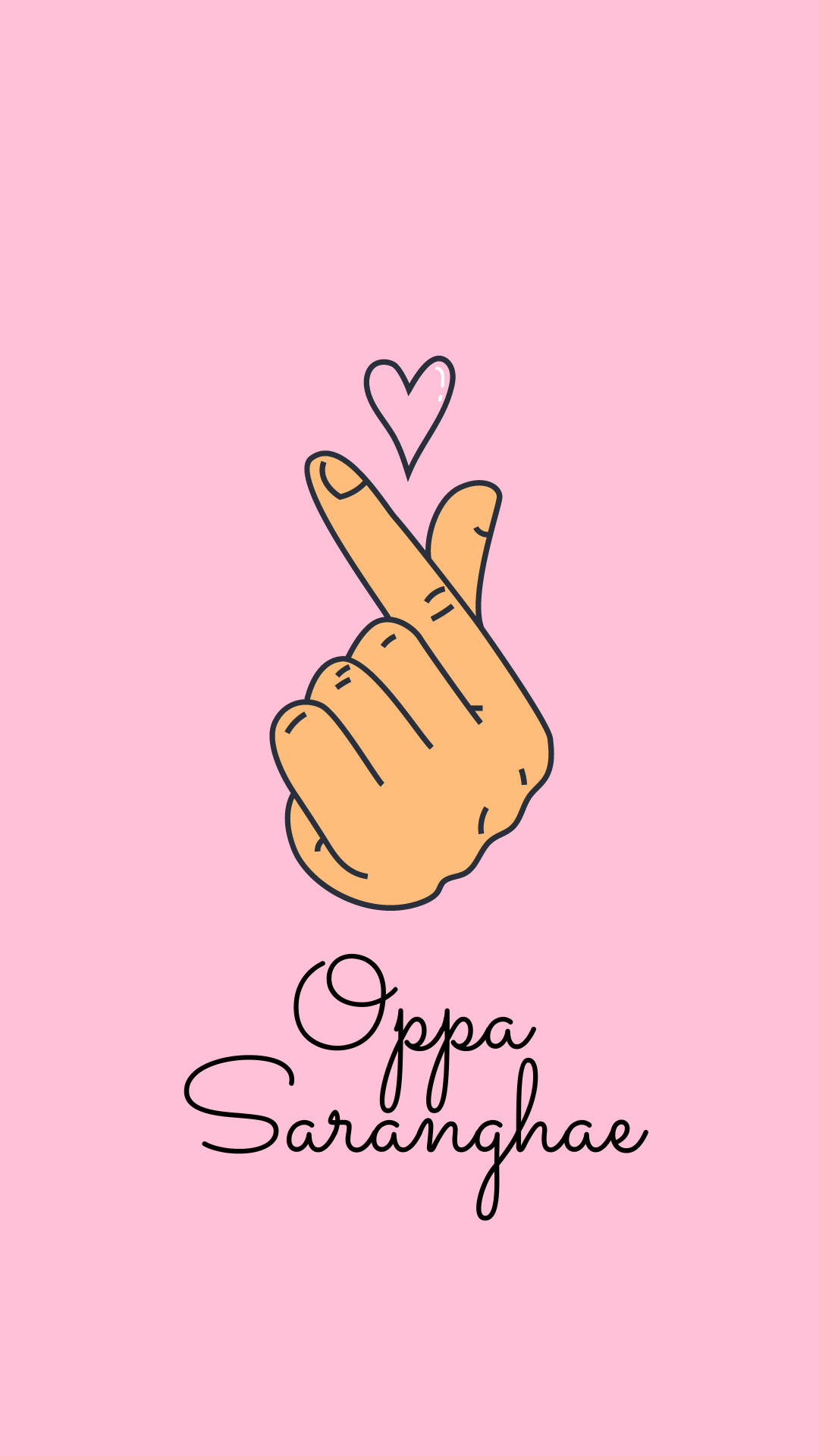 Oppa Saranghae And Finger Heart Wallpaper