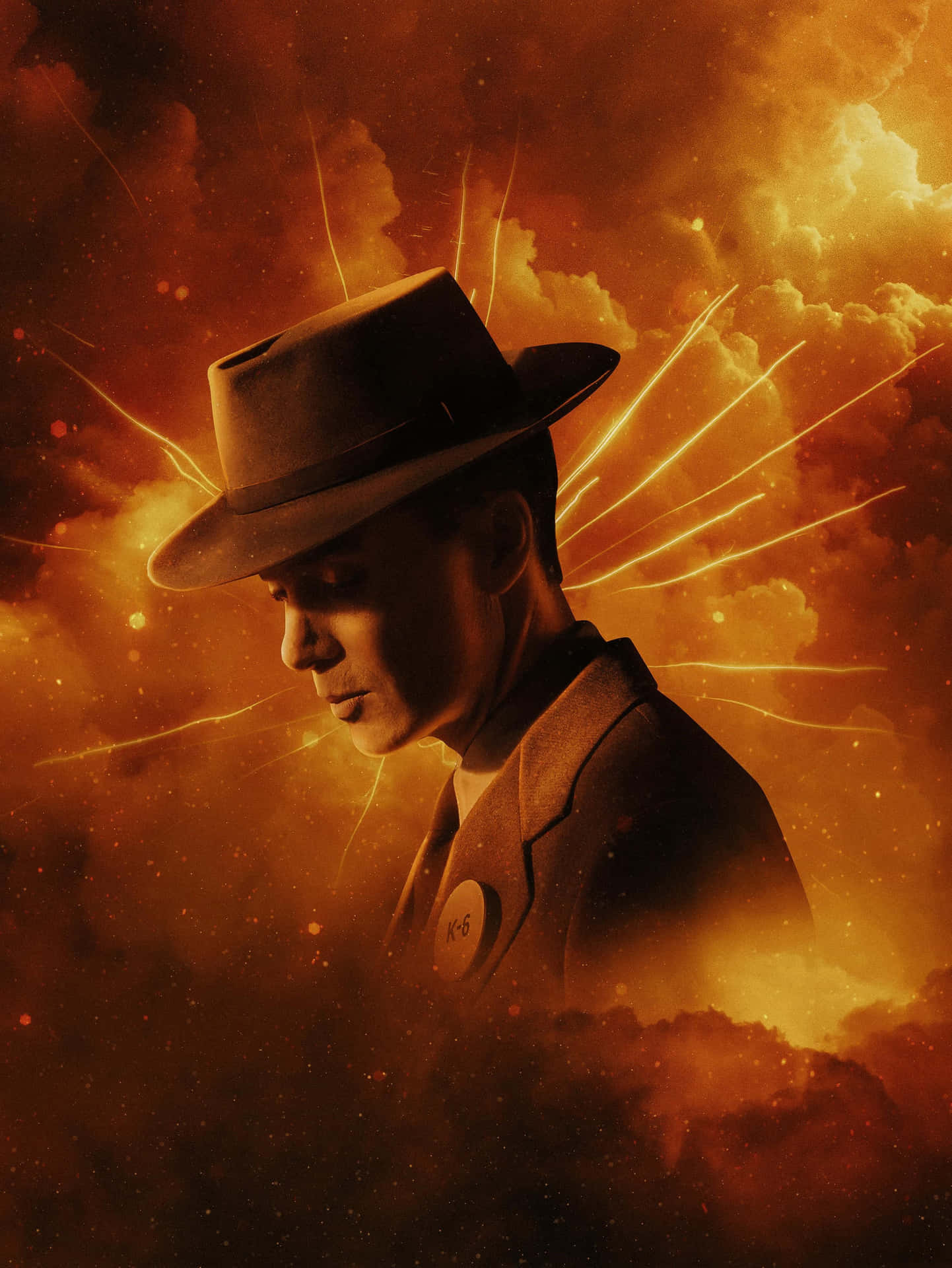 Oppenheimer Profile Against Explosion Wallpaper