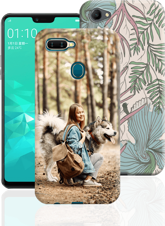 Oppo Mobile With Custom Forest Case Design PNG