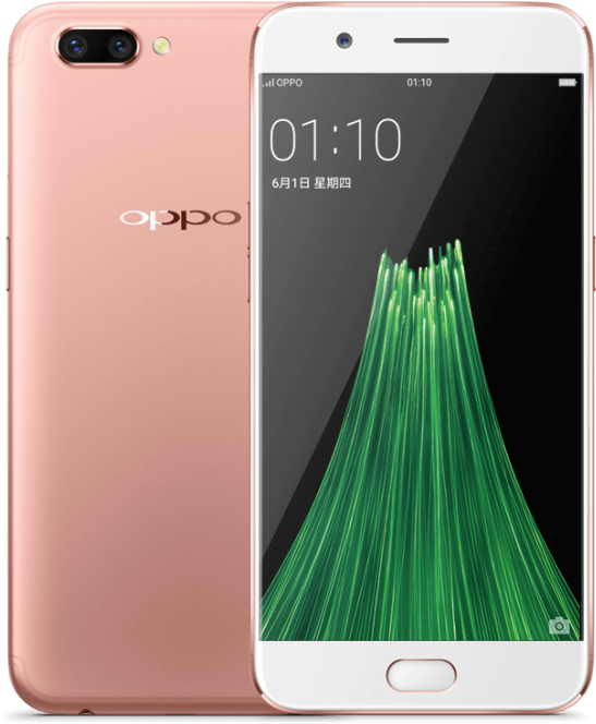 Oppo Rose Gold Smartphone Front Back View PNG