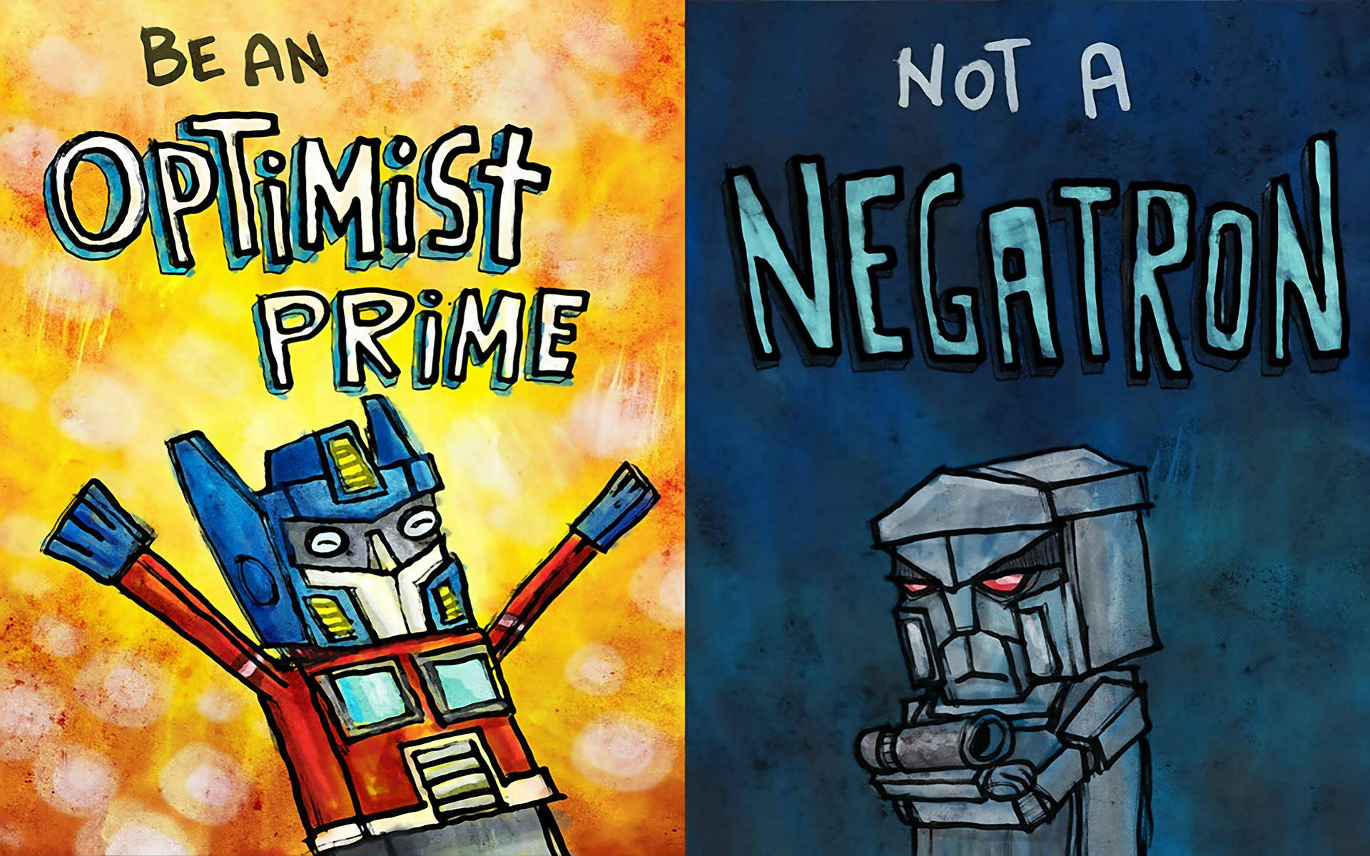 Optimistic Robot Vs Negatrons Wallpaper