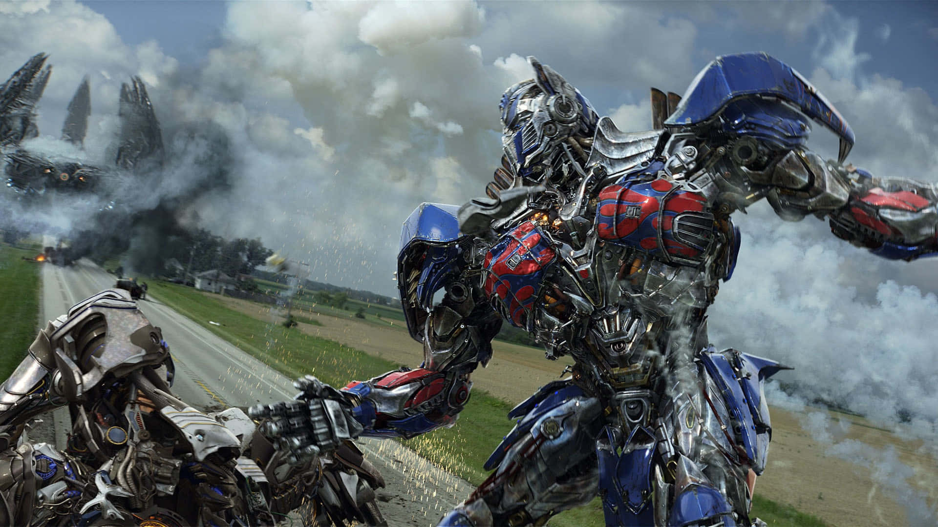 Optimus Prime In Battle Wallpaper
