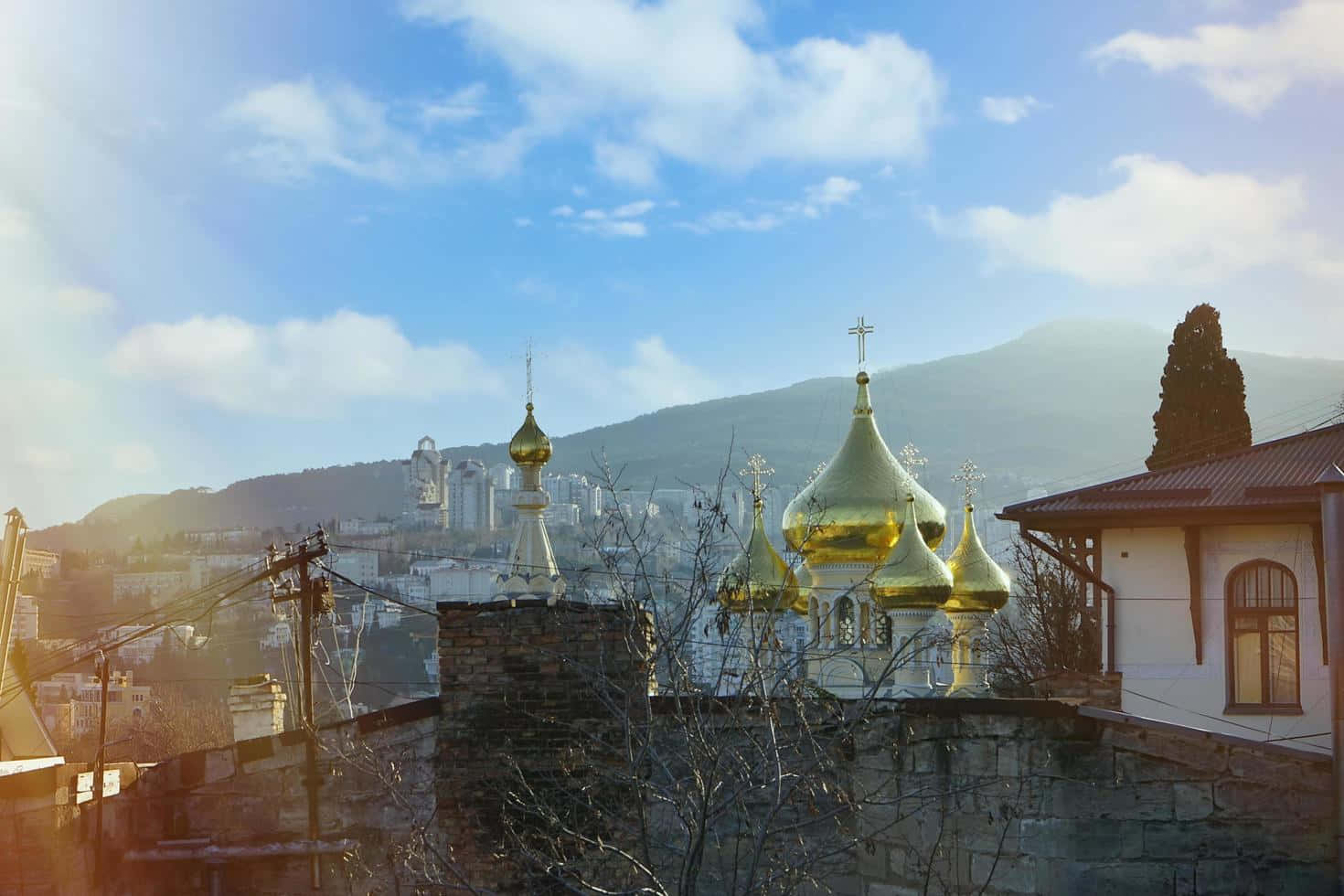 Opulent Gold Cathedral Towers Of Yalta Wallpaper