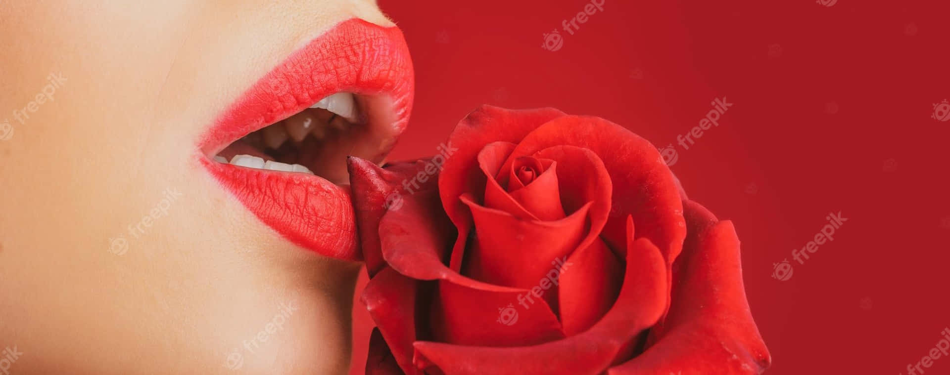 Oral Lips With Rose Wallpaper