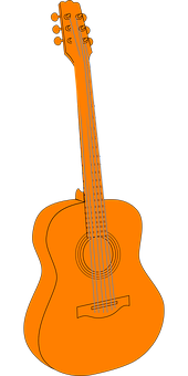 Orange Acoustic Guitar Illustration PNG