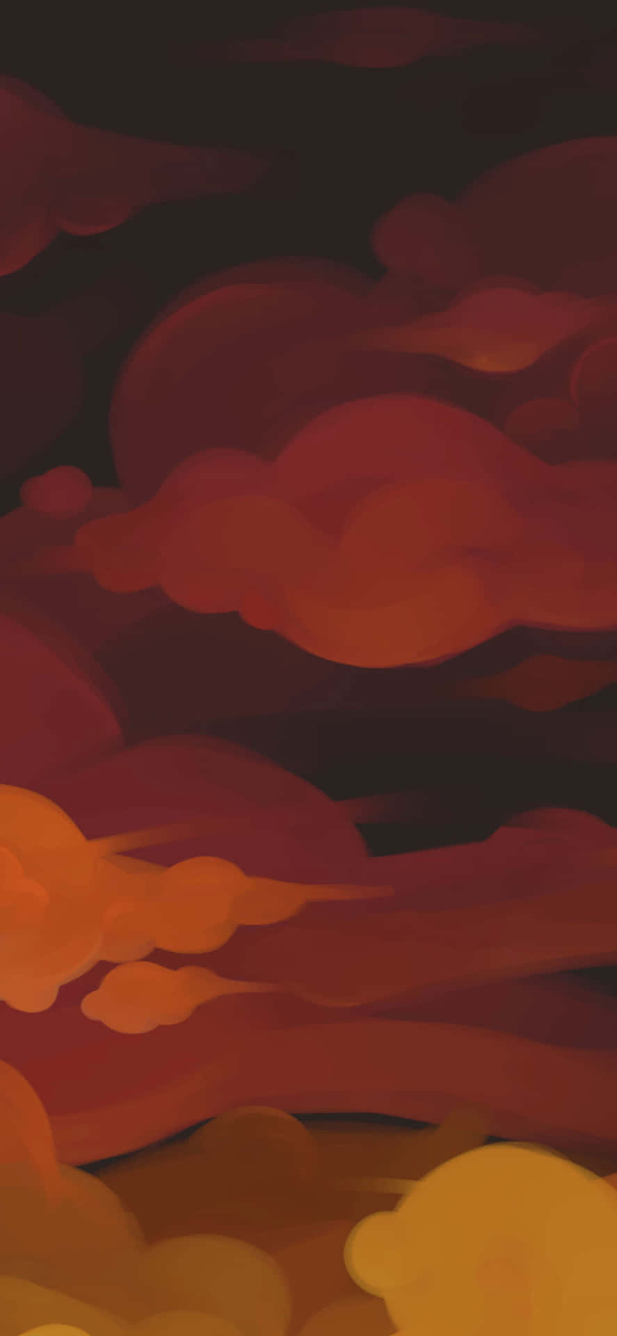 Pinturade Nubes Oscuras En Estética Naranja Para Teléfono. Fondo de pantalla
