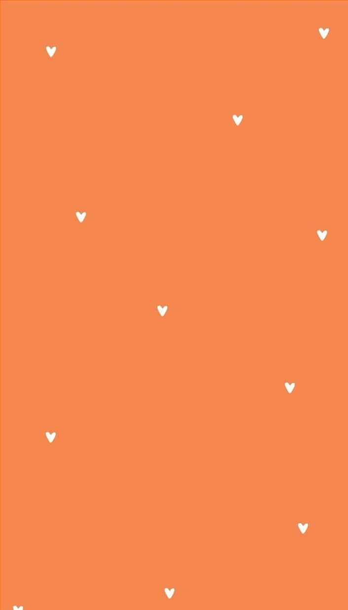 Tiny Hearts On Orange Aesthetic Phone Wallpaper