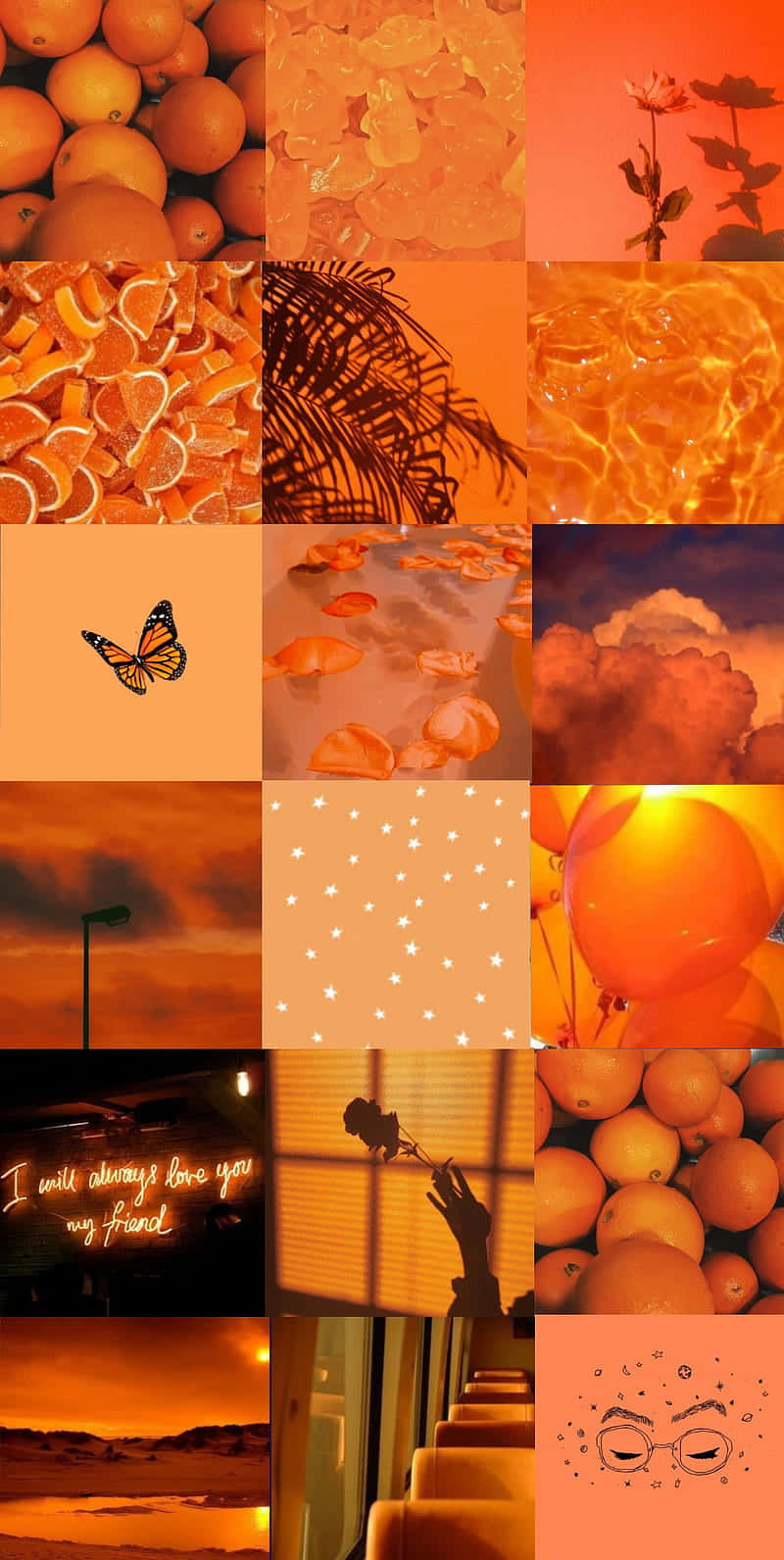 A Collage Of Orange Pictures Wallpaper