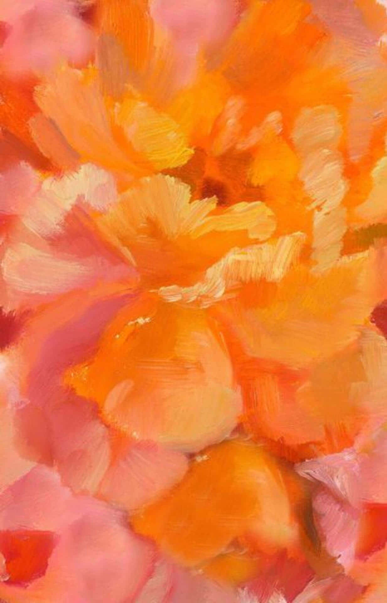Abstract Flower Painting Orange Aesthetic Phone Wallpaper