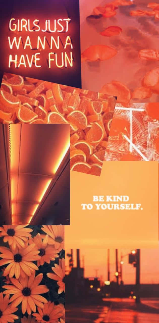 Cool Collage Neon Orange Aesthetic Phone Wallpaper