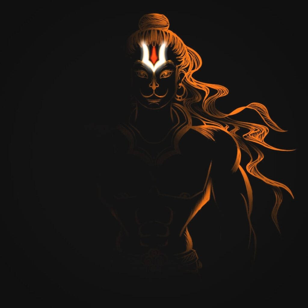 Download Orange And Black Hanuman Art Wallpaper 
