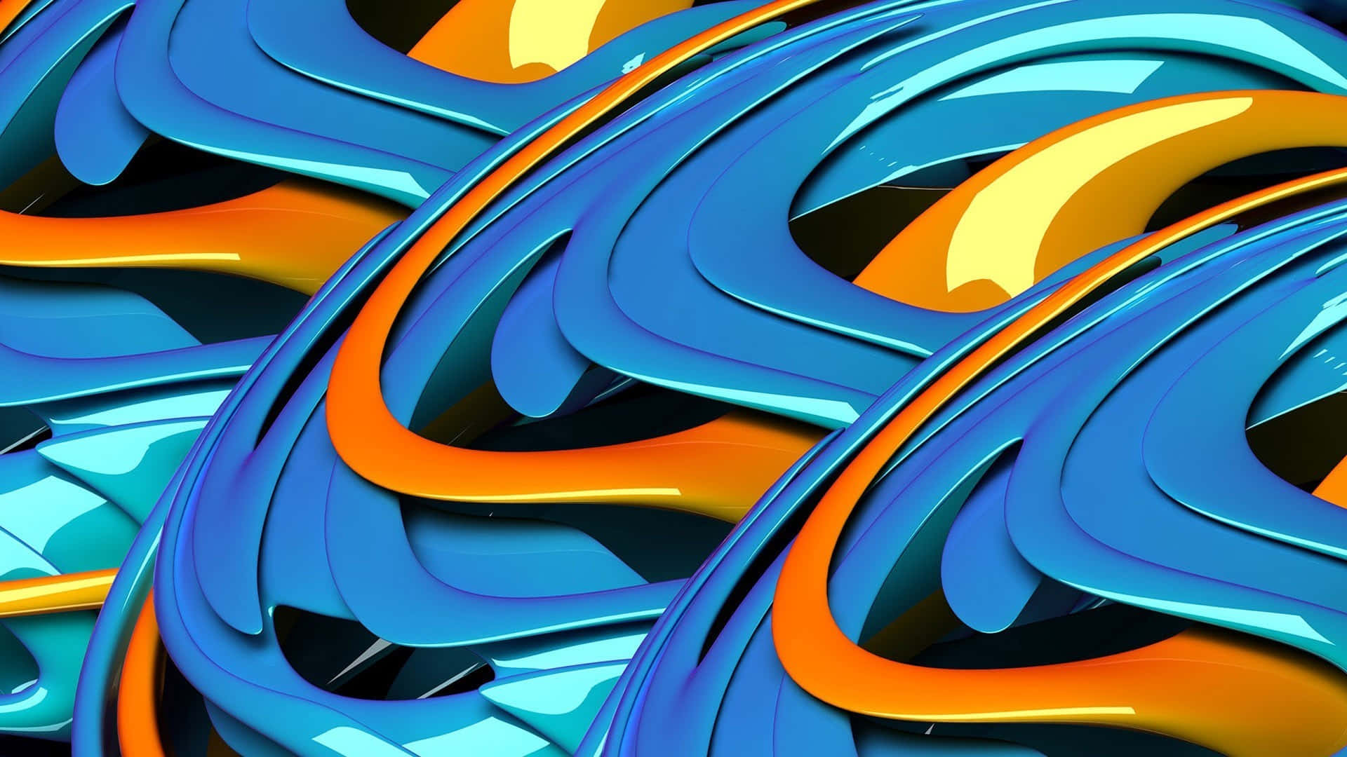 Enblå Och Orange Abstrakt Design Wallpaper