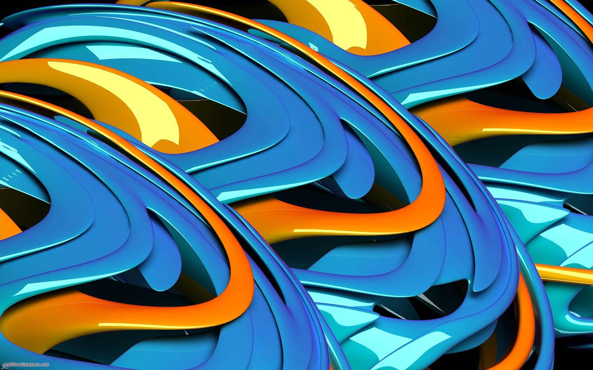 En blå og orange abstrakt design Wallpaper
