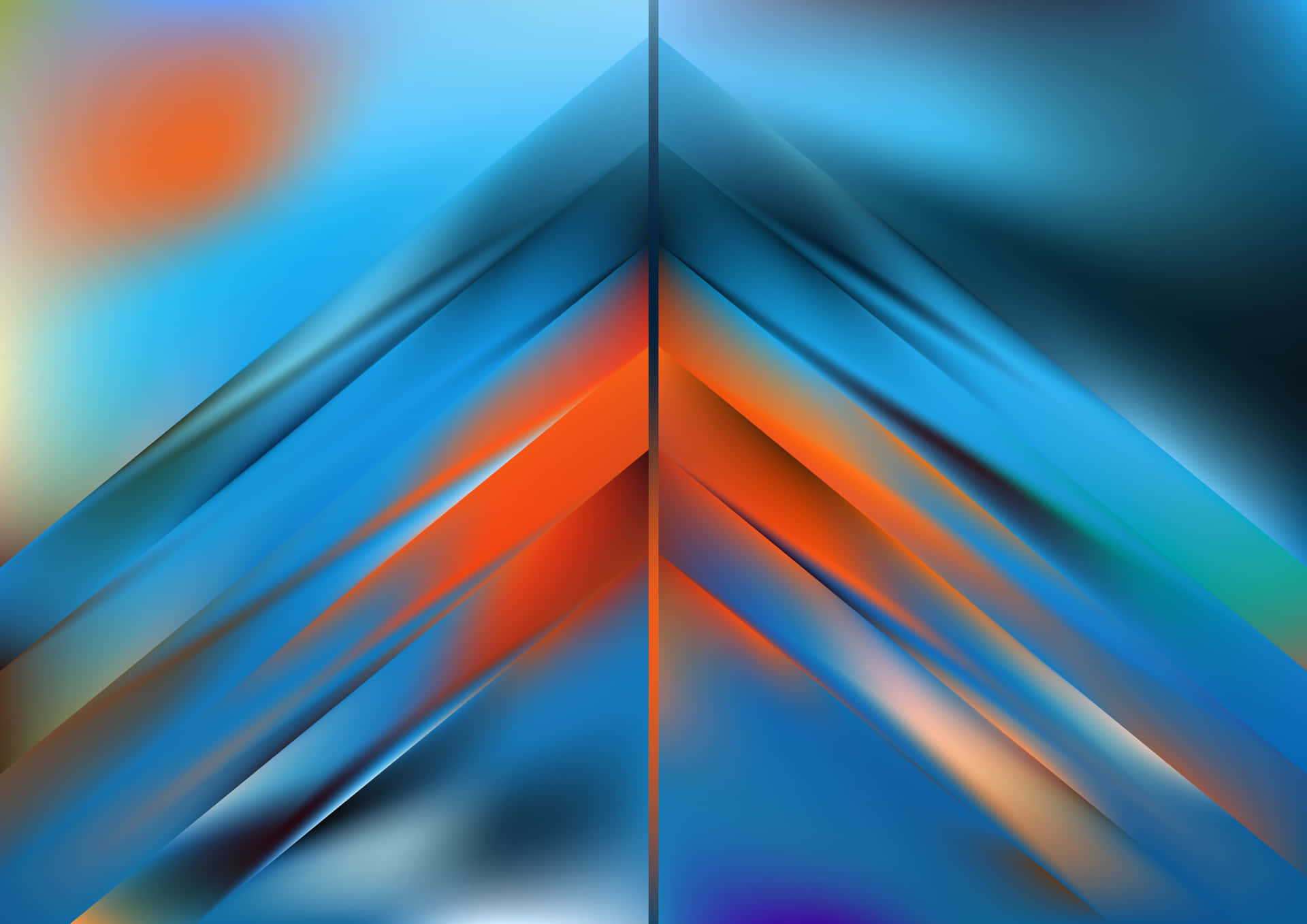 En kreativ sammensætning af orange og blå trekanter. Wallpaper