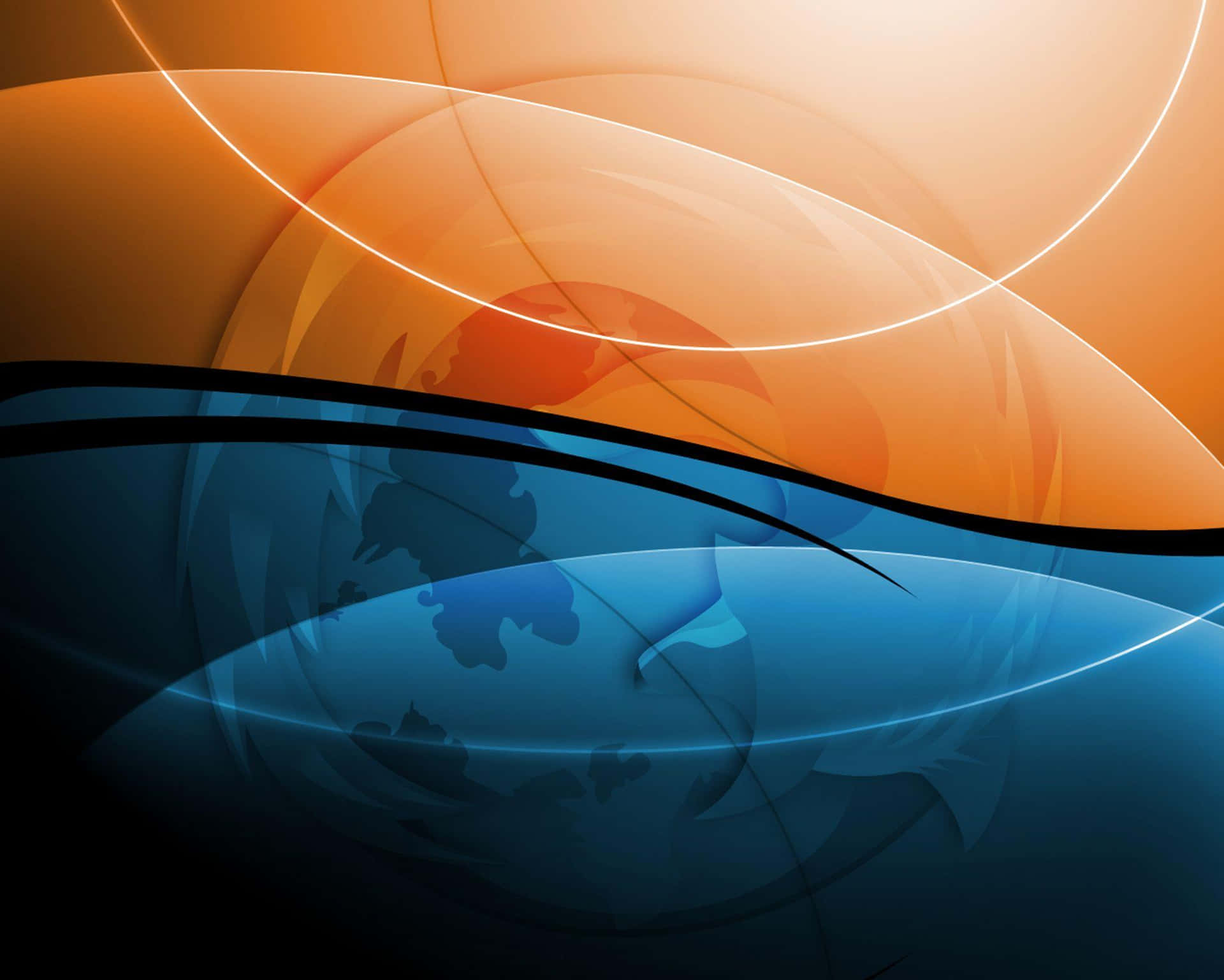 En abstrakt billede af en blå og orange baggrund Wallpaper