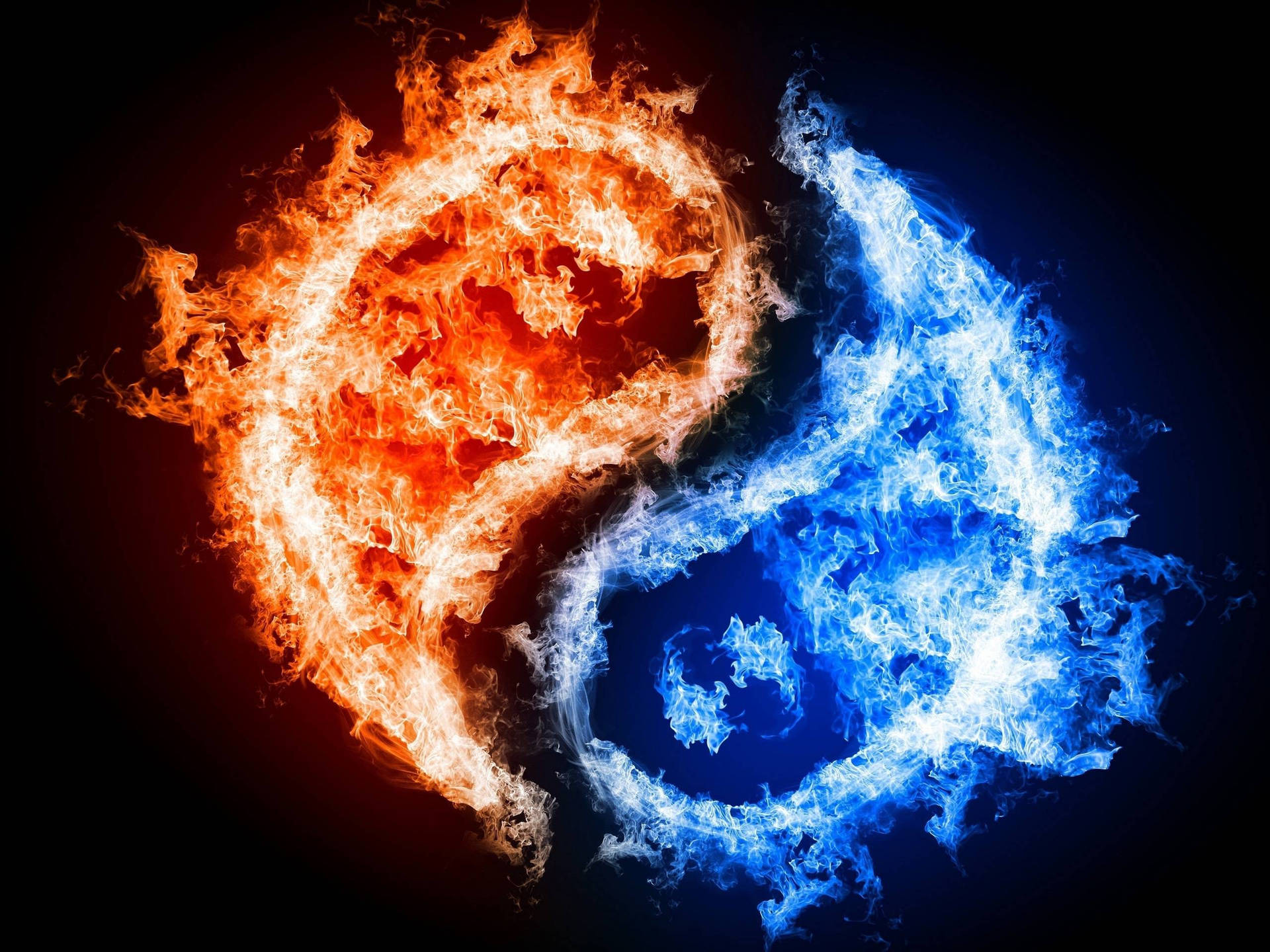 Orange And Blue Flames Symbol Wallpaper