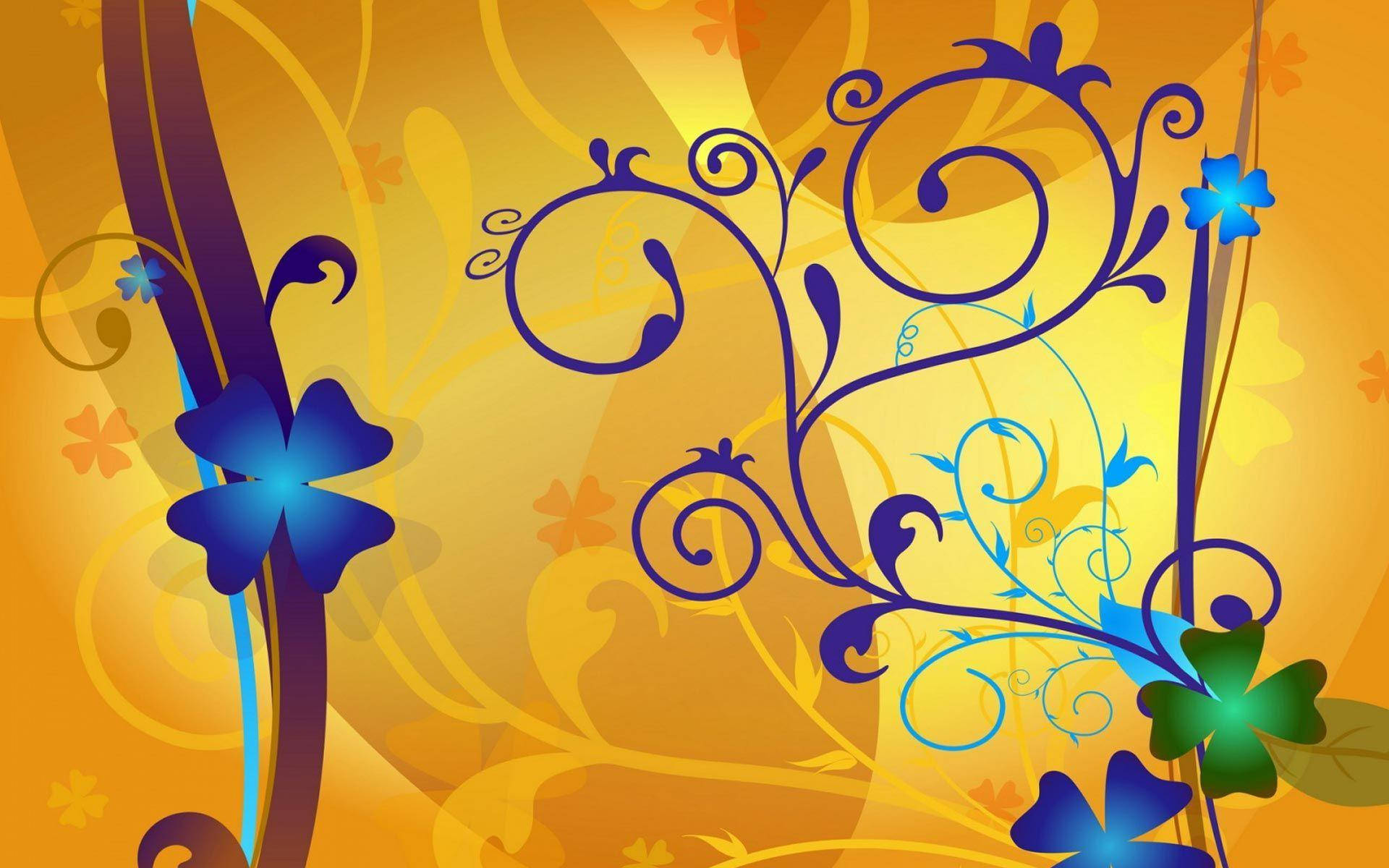 Orange And Blue Flower Clipart