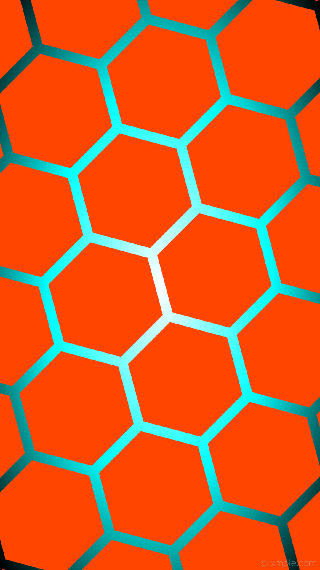 En levende orange og blå farveskala af geometriske figurer i et moderne opsætning. Wallpaper