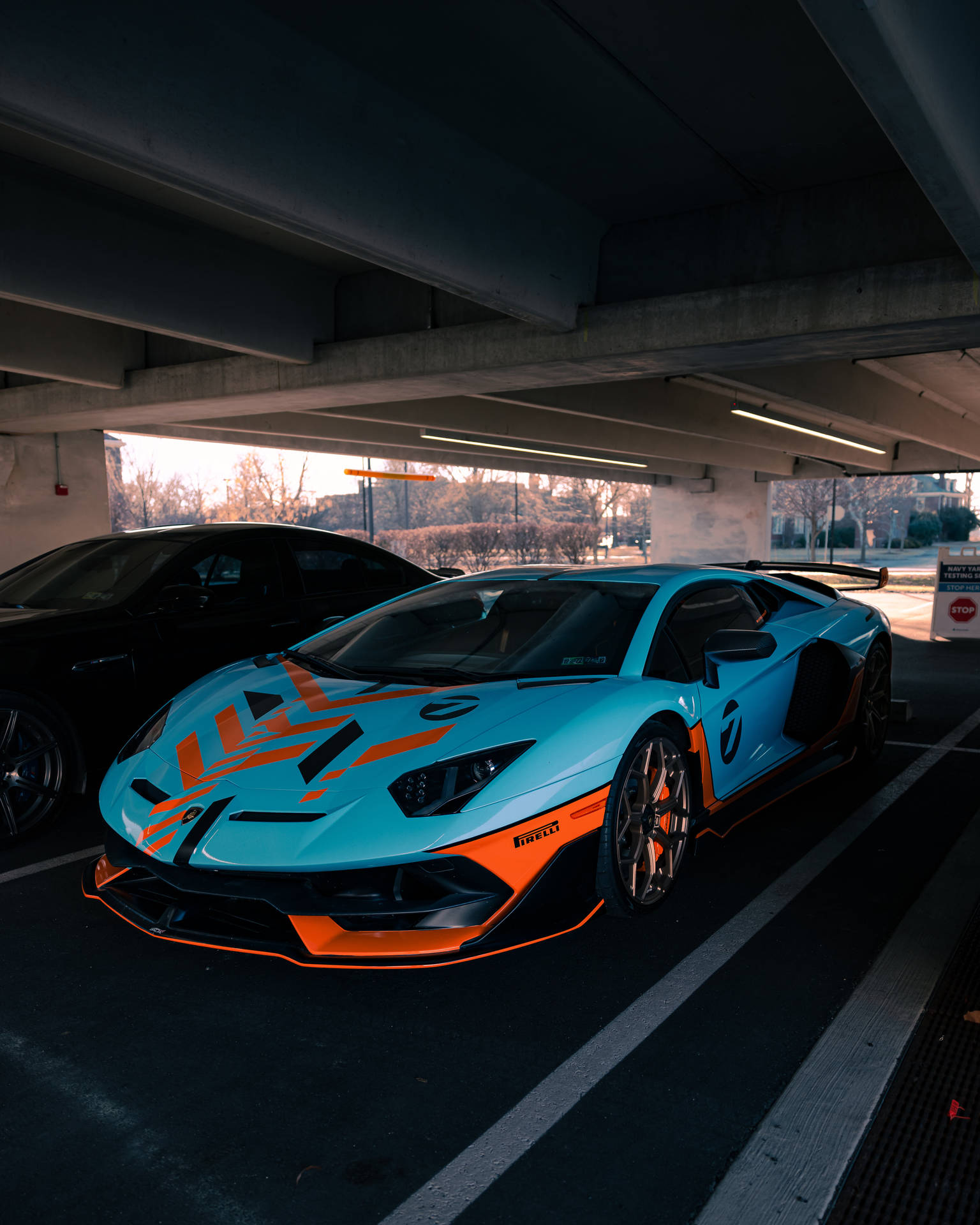 Orange And Blue Lamborghini Galaxy Wallpaper