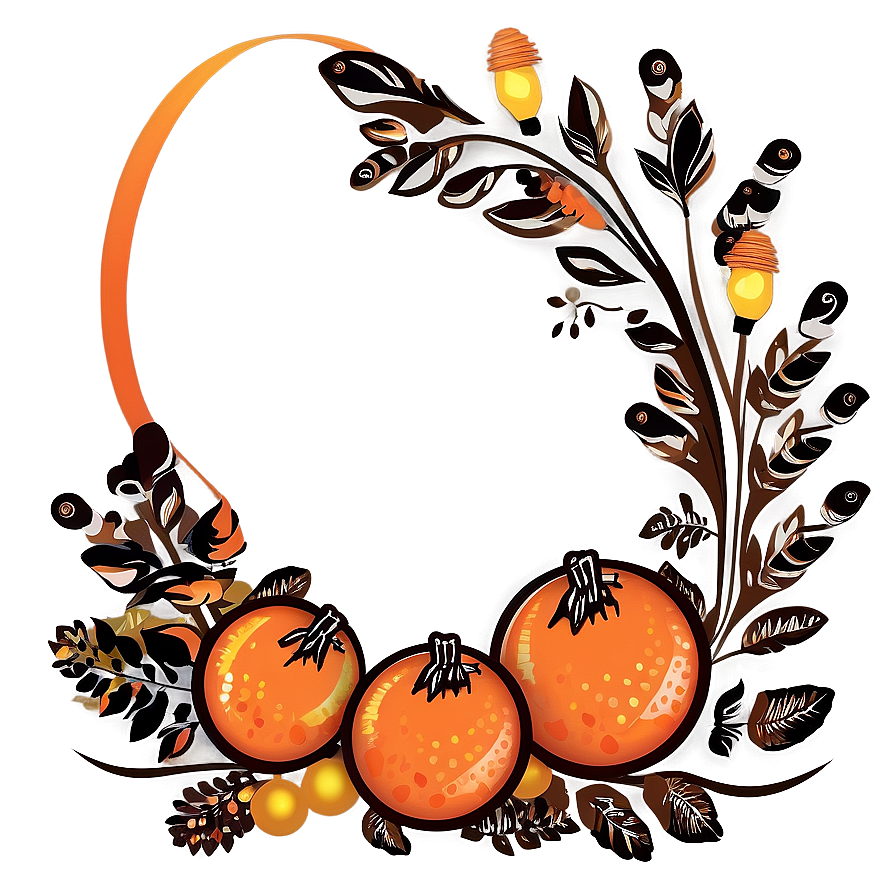 Orange And Brown Thanksgiving Border Png 06202024 PNG