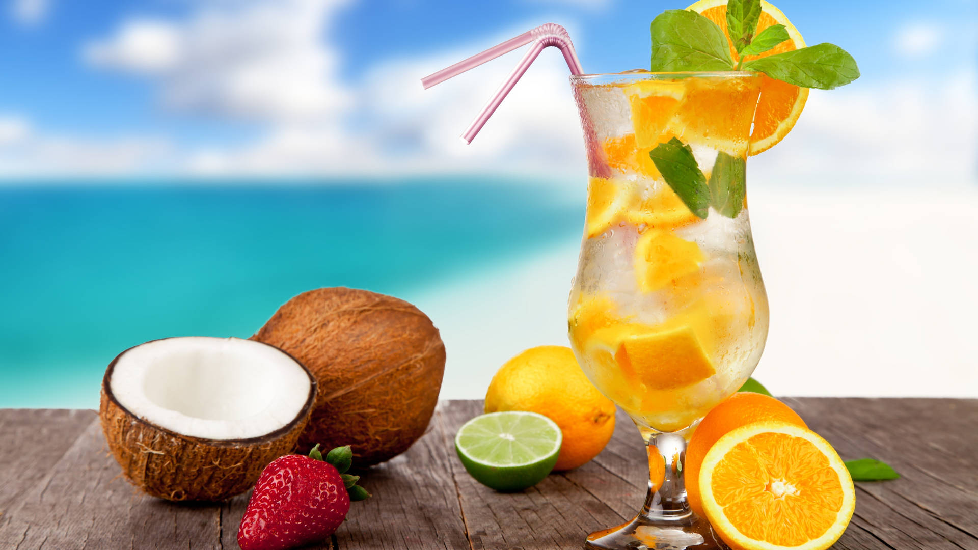 Bevanda Tropicale Arancio E Lime Sfondo