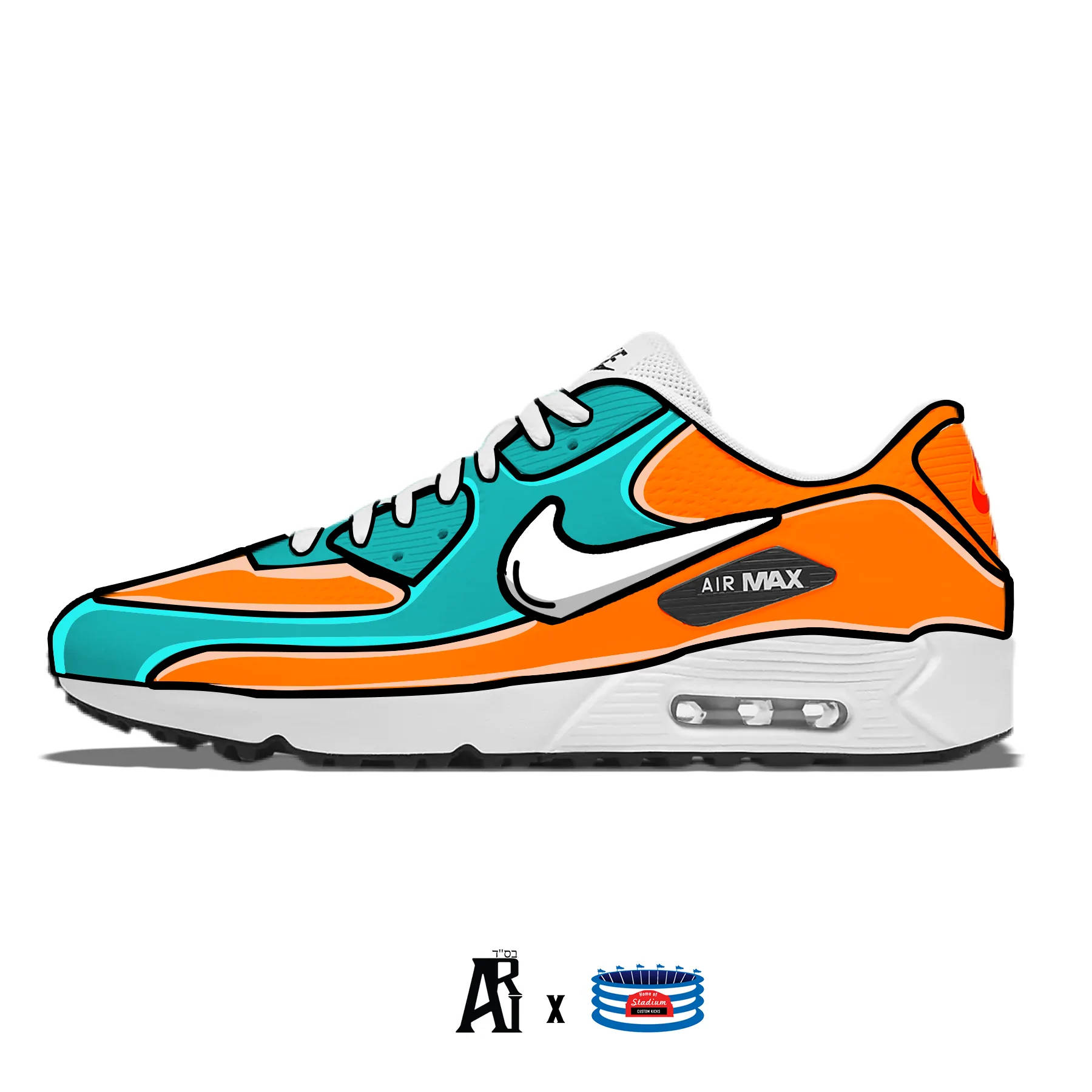 Orange And Teal Cartoon Nike Shoes