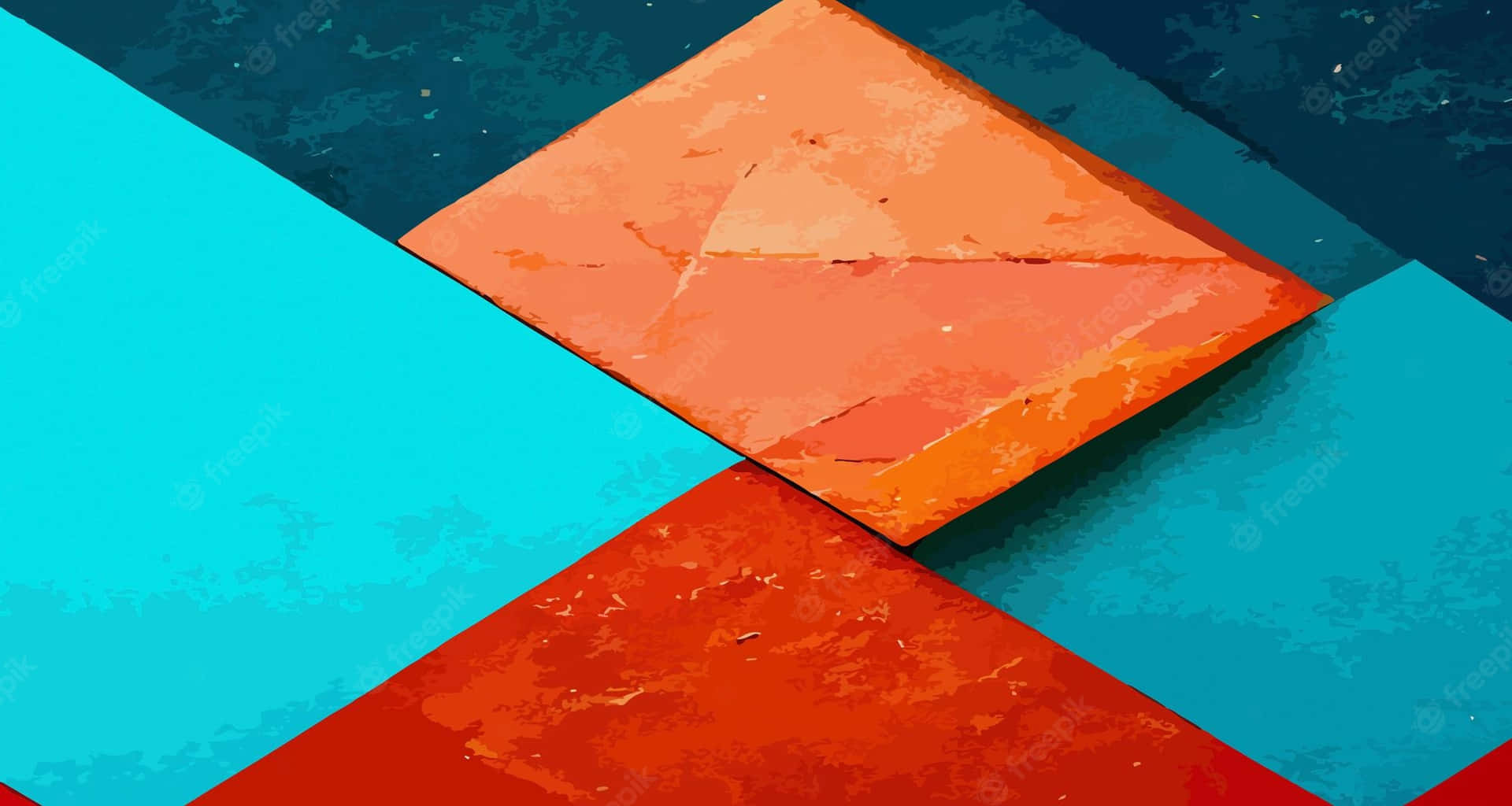Orangeund Türkis Geometrisches Muster Wallpaper