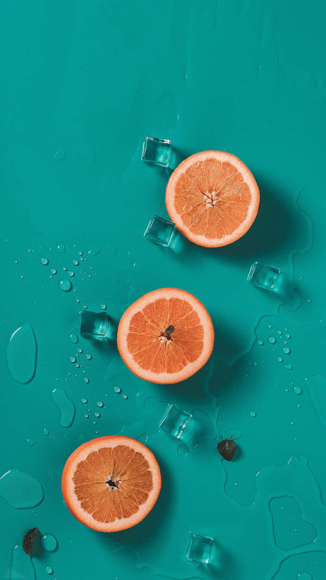 Slices Of Orange And Teal Wallpaper