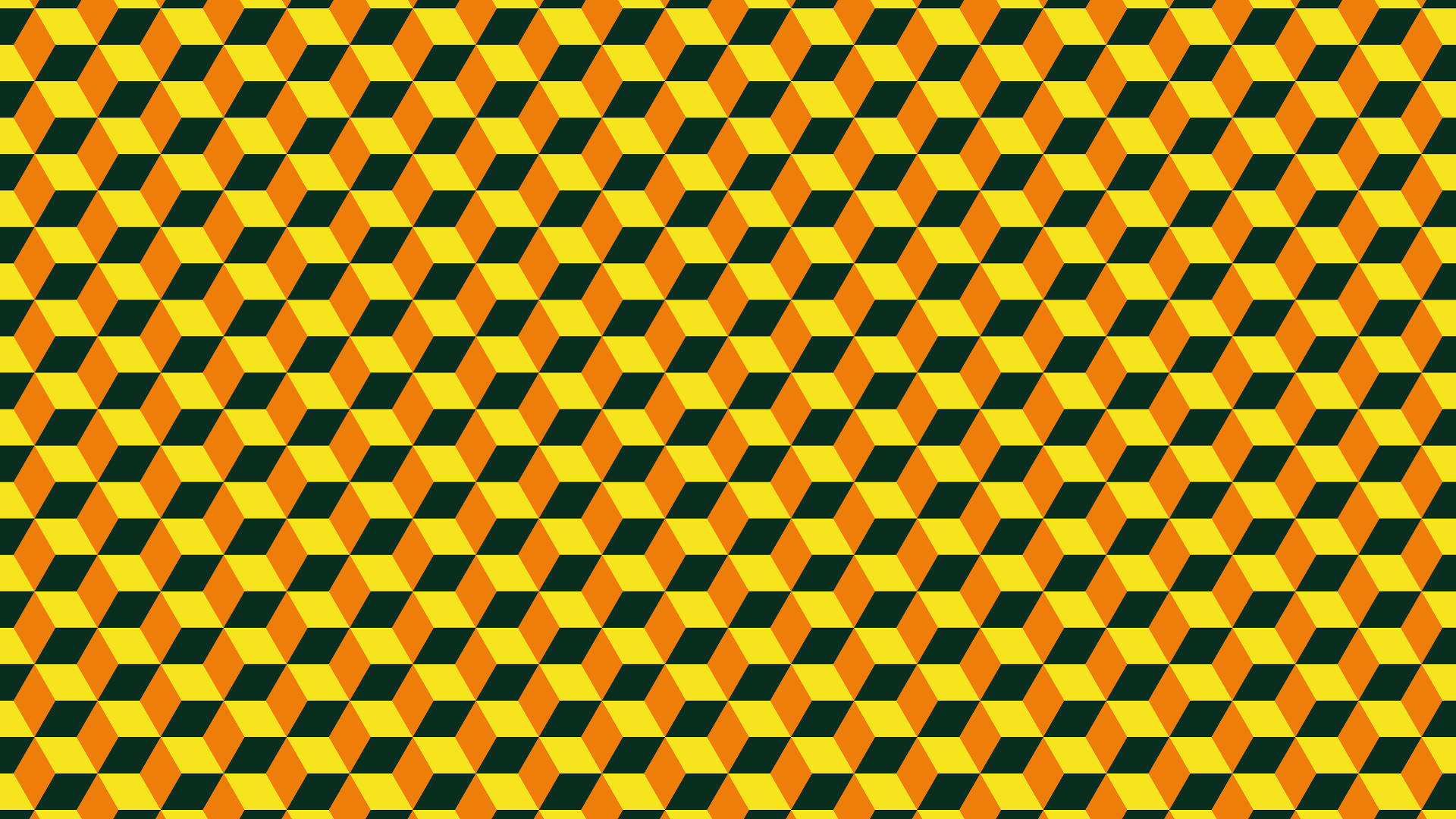 Orangeund Gelbes Geometrisches Würfelmuster Wallpaper