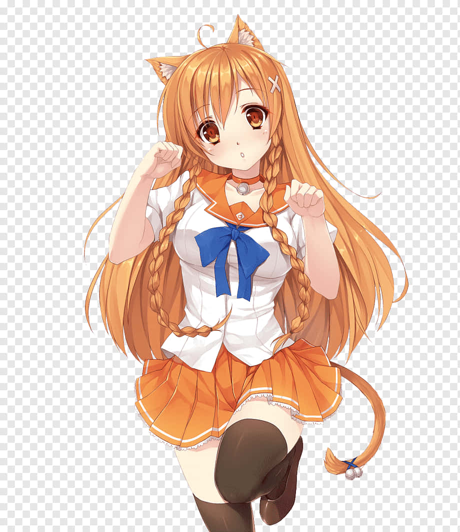 Premium Photo | A anime like cat with orange eyes desktop background
