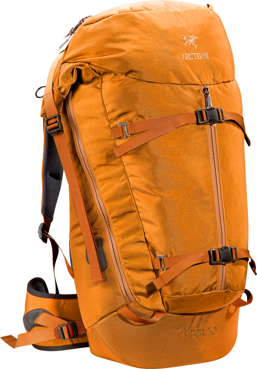 Orange Arcteryx Hiking Backpack PNG