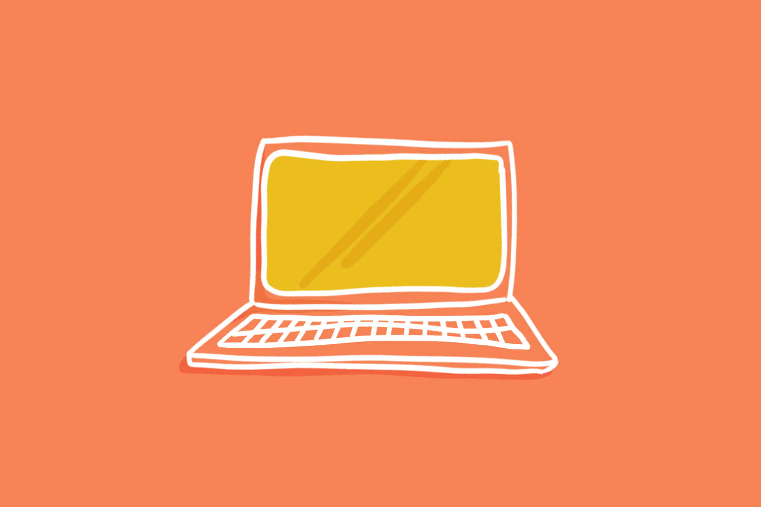 Laptoplinienkunst Mit Orangem Hintergrund