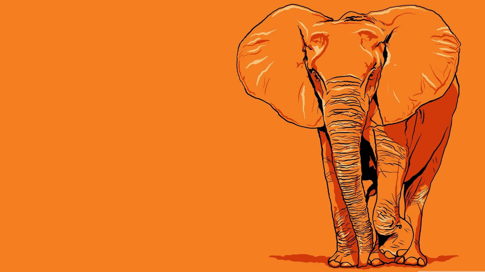 Fondode Arte Digital De Elefante Naranja