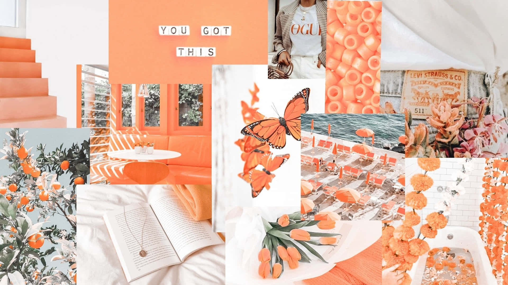 Aesthetic Collage In Orange Background