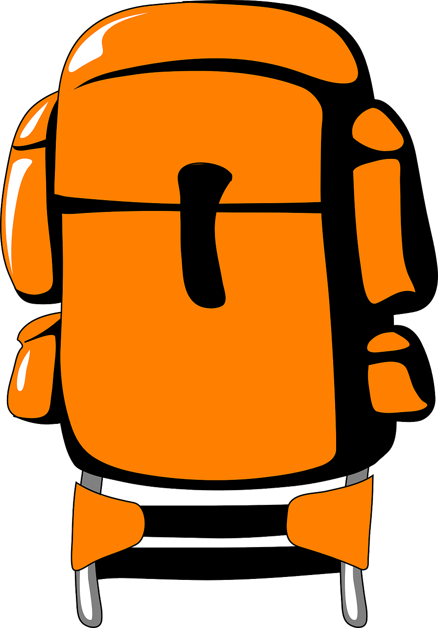 Orange Backpack Illustration PNG