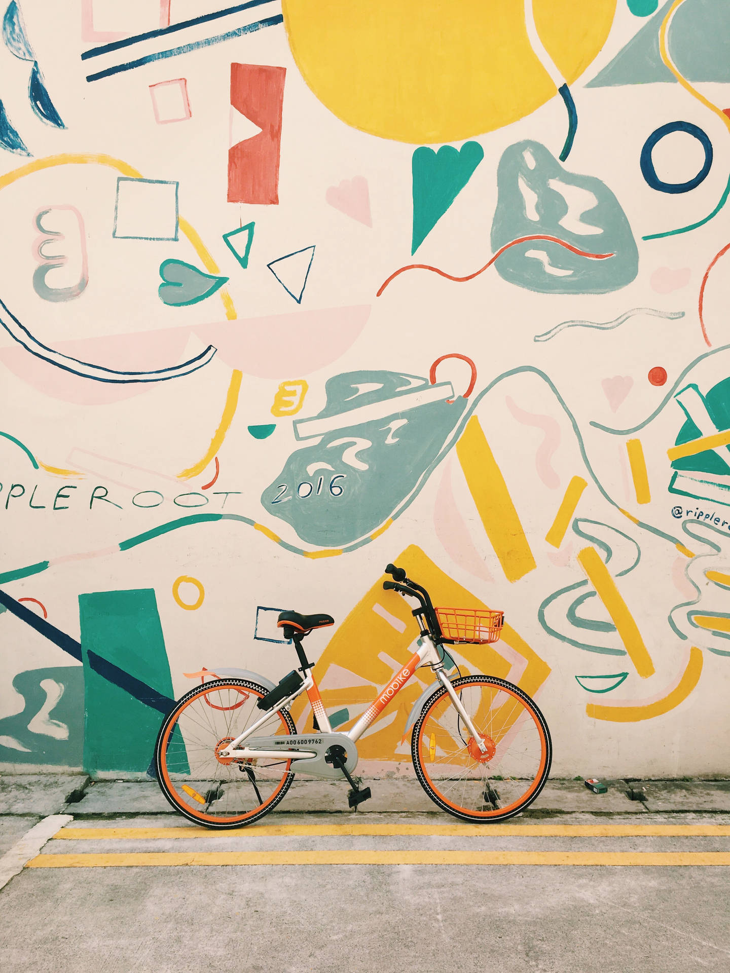 Orange Bicycle Graffiti Street Art Wallpaper
