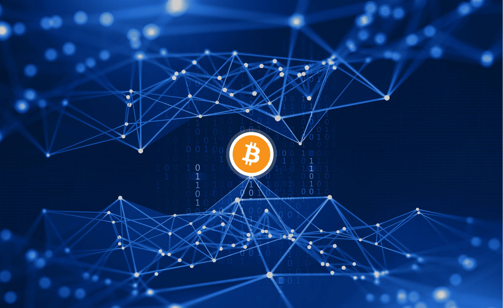 Orange Bitcoin Logo For Blue Crypto Wallpaper