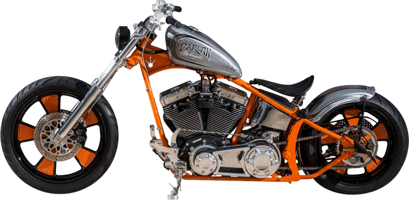 Orange Black Custom Chopper Motorcycle PNG