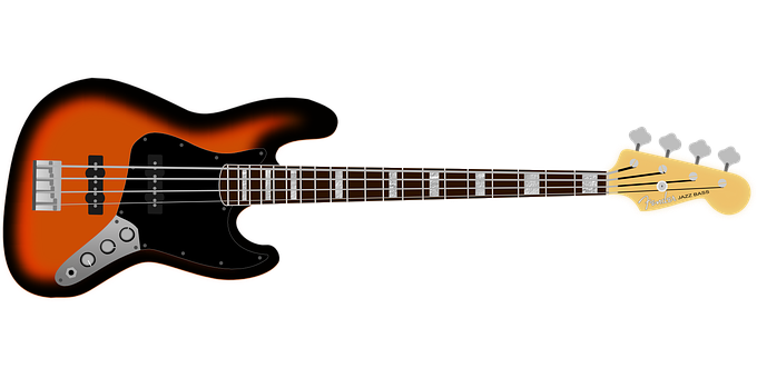 Orange Black Fender Bass Guitar PNG