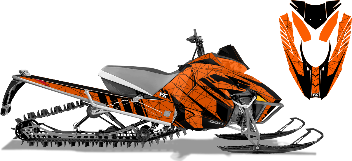 Orange Black Snowmobile Design PNG