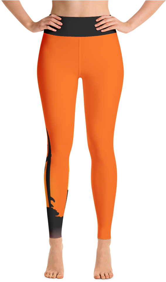 Download Orange Black Sports Leggings | Wallpapers.com